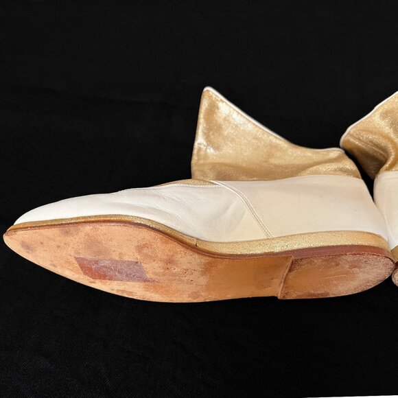 MAUD FRIZON VINTAGE GOLD & CREAM LEATHER DEMI BOOT - Picture 13 of 16